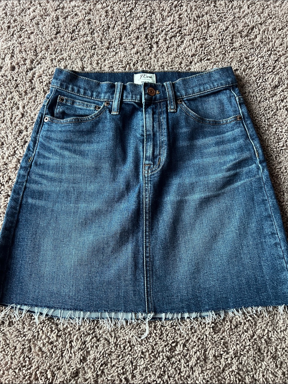 J. Crew Indigo Denim A-Line Skirt 24P Classic, preppy, minimalist, closet staple